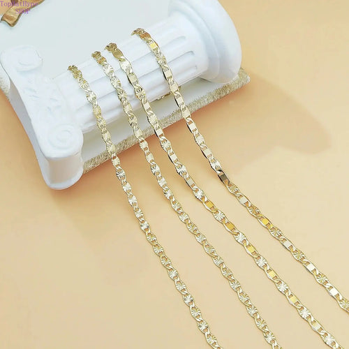 14K Gold Plated Flat Chain Necklace for Women - Minimalist Elegant Everyday Jewelry, Durable Design for Versatile Layering, Perfect Gift for Birthdays, Anniversaries, and Special Occasions