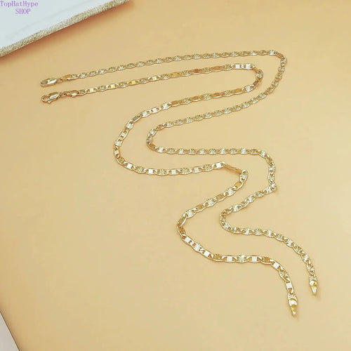 14K Gold Plated Flat Chain Necklace for Women - Minimalist Elegant Everyday Jewelry, Durable Design for Versatile Layering, Perfect Gift for Birthdays, Anniversaries, and Special Occasions